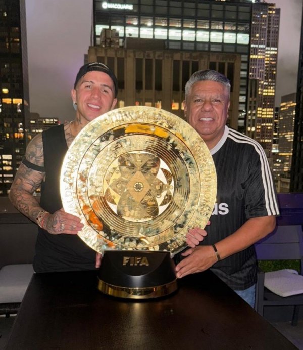 The trophy shines! Argentina Football Association Chairman Tapia posted a photo with Enzo
