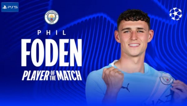 Long shot double shot! Foden was named Man of the Match in Manchester City vs. Dortmund